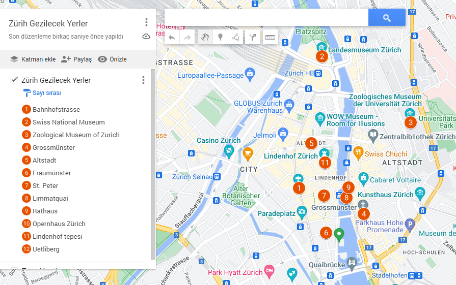Zürih gezilecek yerler